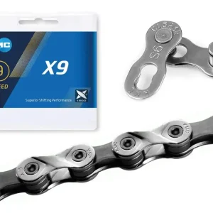 Popularny Łańcuch KMC X9 srebrno-szary, 122 ogniwa, 6,6mm, 9-rzędowy
