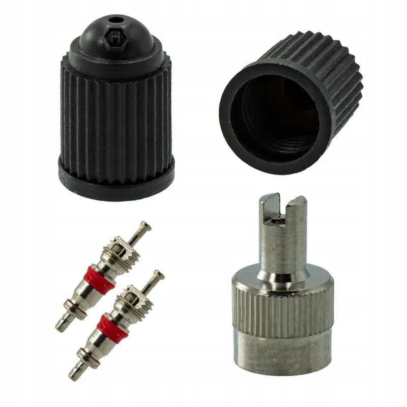 Najlepsza cena Zaworki wentyla samochodowego AV (Schrader) 2 szt. z kapturkami i kluczem