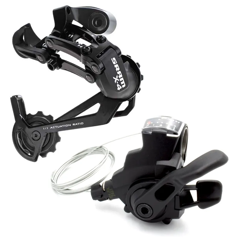 Tani Przerzutka tylna SRAM X-4, 7 rz. średni wózek + Manetka SRAM X-3 Trigger 7-rzędowa