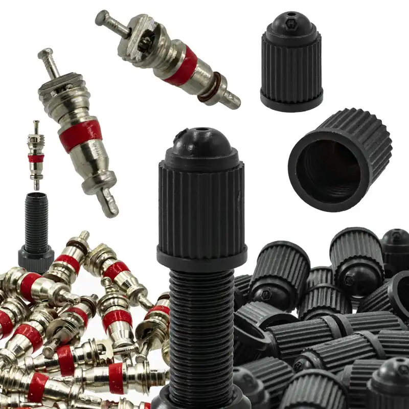 Oferta limitowana Wentyl zawór do dętek AV Schrader AUTO + NAKRĘTKA - 100 sztuk