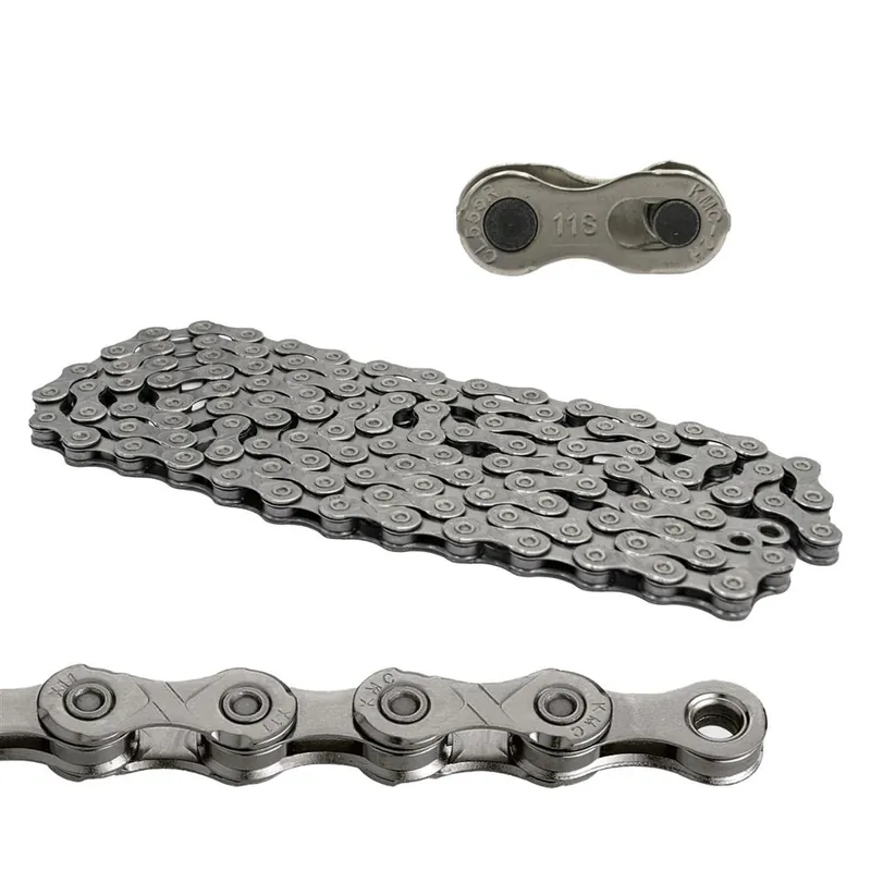 Niska cena Łańcuch KMC X11, 11-rzędowy, 118 ogniw, spinka CL555R, szary
