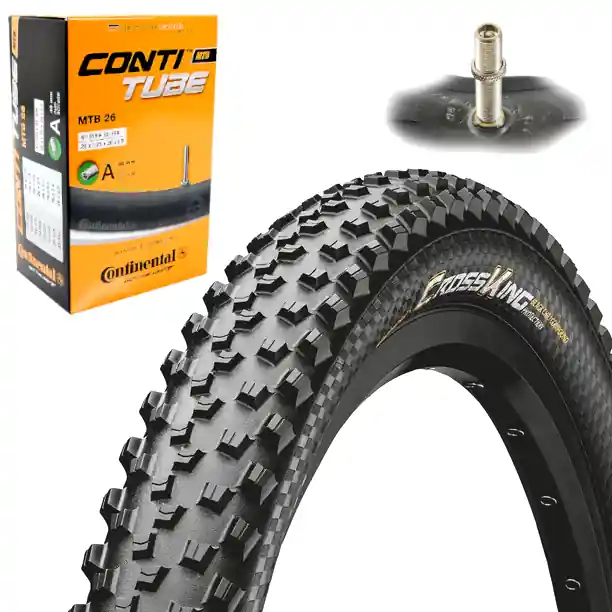 Opona Continental Cross King 26"x2.2" (55-559) + Dętka Continental MTB 26" x 1.75" - 2.5" wentyl auto 40 mm Bezpieczna płatność