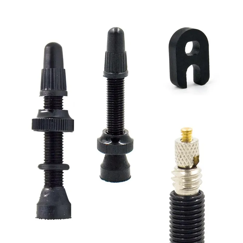 Zawory, Wentyle Presta UST do systemów bezdętkowych 40mm, 2 sztuki, czarne, bez opakowania + kluczyk Ostatnia szansa