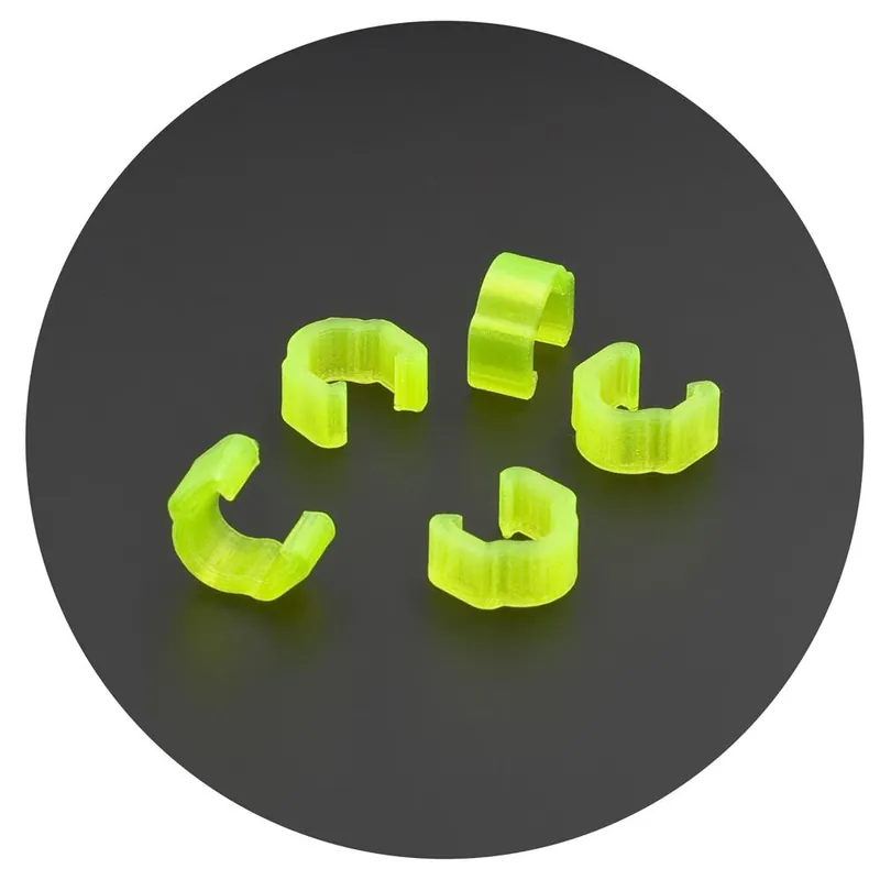 Przelotka, klipsdo montażu pancerza / przewodu hamulcowego na ramie, 3D, zielone fluo 5 szt. Promocja