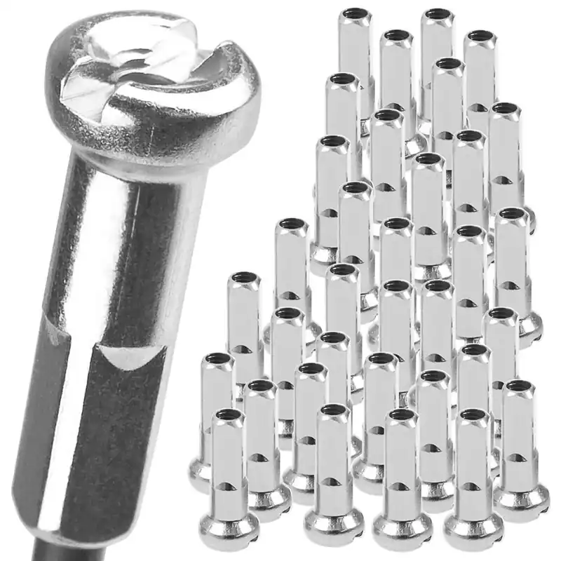 Oferta limitowana Nyple CN Spoke SN16, 16 mm, stalowe, srebrne, 38 szt.