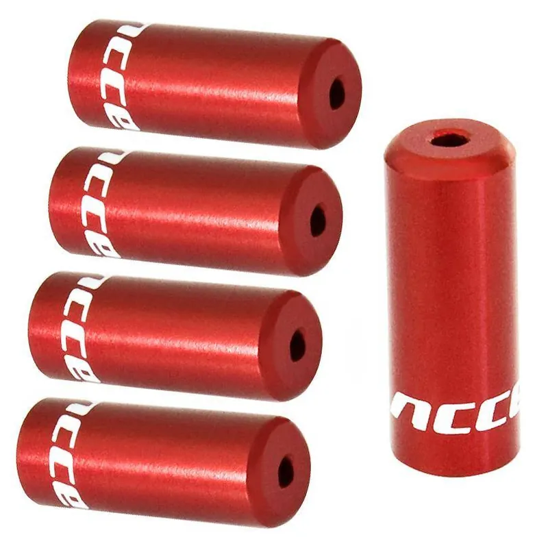 Końcówki pancerza Accent aluminiowe 4 mm, przerzutkowe, 5 szt. czerwone Niska cena