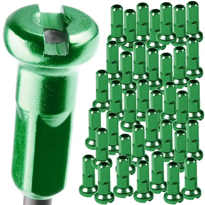 Nyple CN Spoke AN12, 12 mm, aluminiowe, zielone - opakowanie 36 szt. Premium