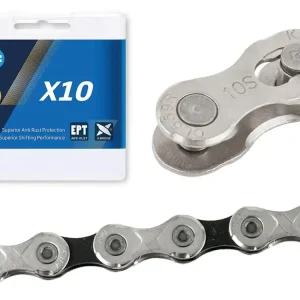 Bezpieczna płatność Łańcuch rowerowy 10 rzędów KMC X10 srebrno - czarny 122 ogniwa 5,88 mm Box