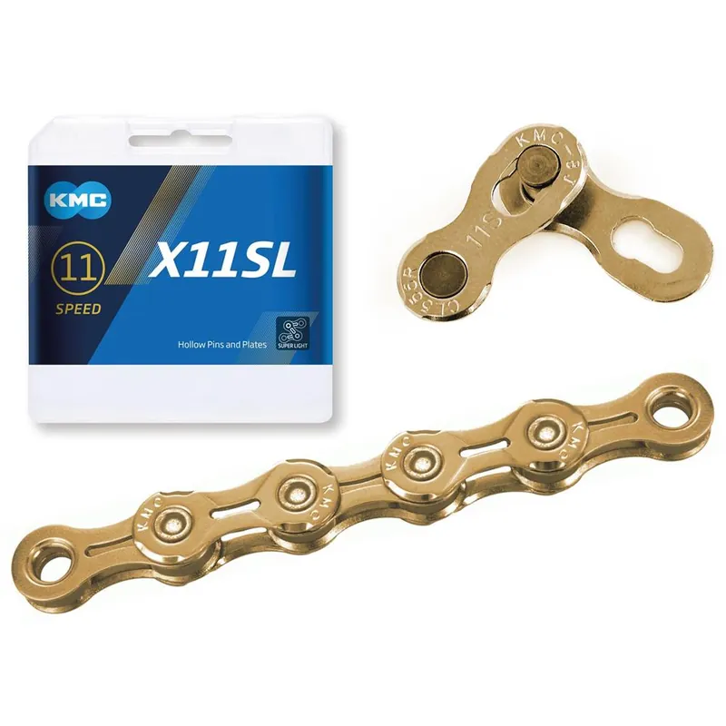 Zwrot pieniędzy Łańcuch KMC X11SL Ti-N złoty, 1/2"x11/128", 118 ogniw, Box