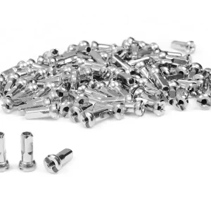 Wysoka jakość Nyple Sapim Polyax 13G 14mm srebrne do szprych 2,3 mm 100 szt.