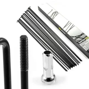 Zestaw 18 szt. - Szprychy Sapim Leader Black 2,3 mm stal nierdzewna czarne + nyple Zwrot pieniędzy