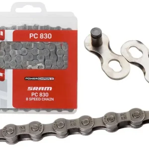 Zwrot pieniędzy Łańcuch Sram PC 830, 114 ogniw, 6/7/8-rzędowy, srebrny