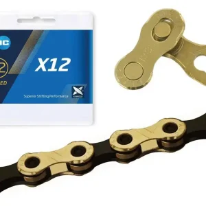 Łańcuch KMC X12 Ti-N Złoto-czarny 126 ogniw 12-rzędowy Nowość