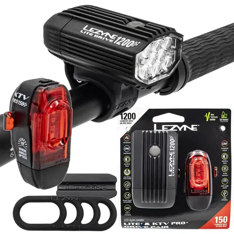 Bezpieczna płatność Zestaw lampek Lezyne Lite Drive 1200+, KTV Drive Pro+, 1200 lm / 150 lm