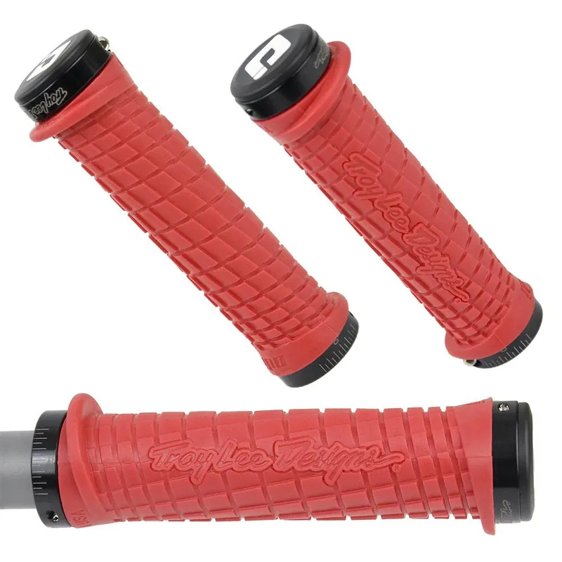 Oferta Chwyty przykręcane MTB ODI Troy Lee Designs, Lock-On czerwone, czarne obejmy, 130mm