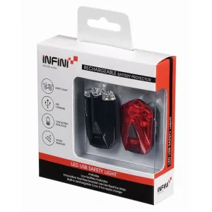 Promocja Zestaw lampek przód + tył Infini Lava Set, 80/15 lm, USB, czarne