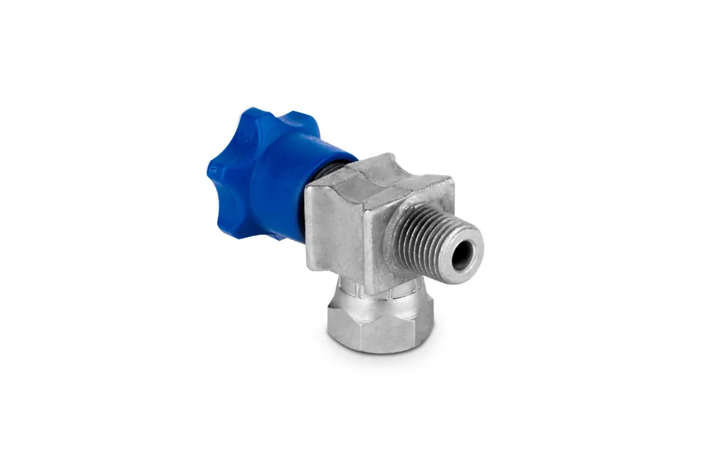 Zwrot pieniędzy Zawór odcinający do manometru 1/4” M-F 90° z przeciwnakrętką EM9001AD - MTC / Walvoil