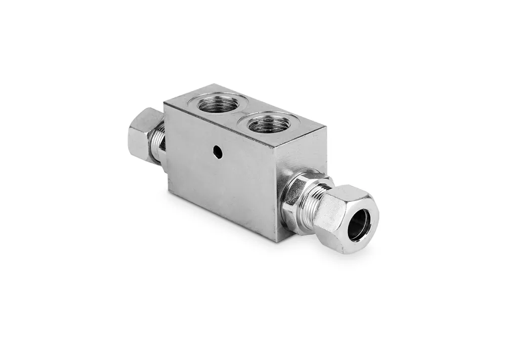 Zawór zwrotny bliźniaczy sterowany z otw. montaż. DIN 2353 1/4" BSP 25l./min. 350Bar D12 LVDT-DIN01 - OFC - OMPI Bezpieczna płatność