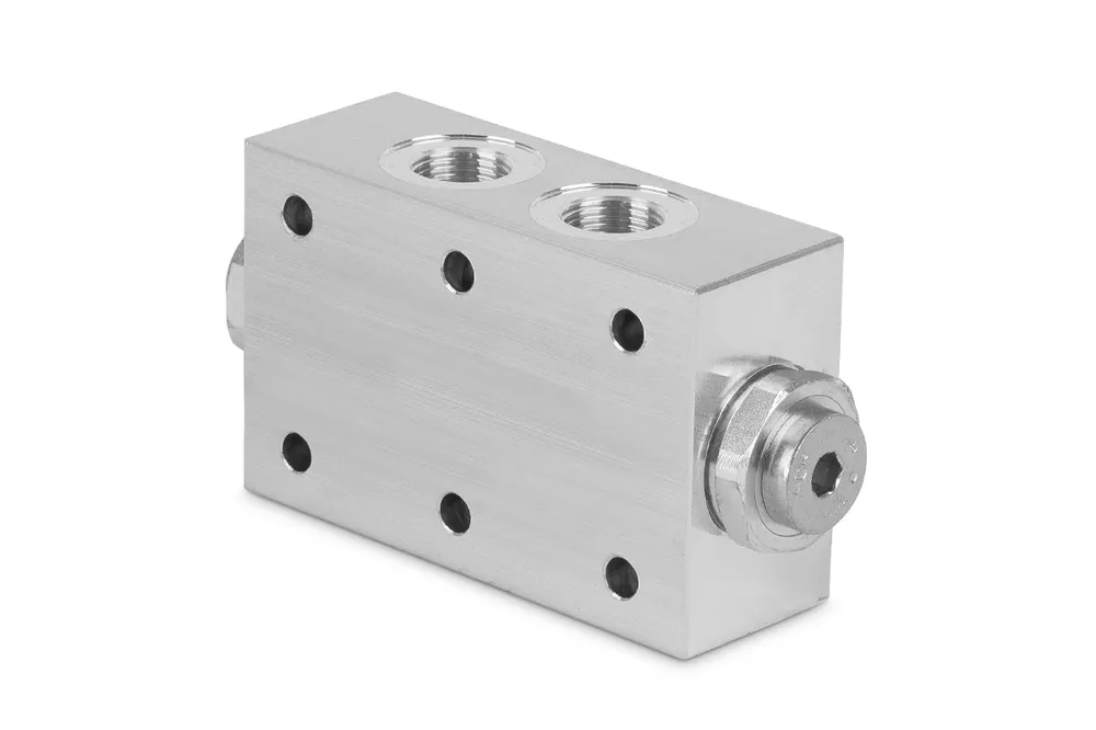 Zawór zwrotny sterowany bliźniaczy płytowy 3/8” BSP 35l./min. 260Bar aluminiowy LVDF02 - OFC - OMPI Premium