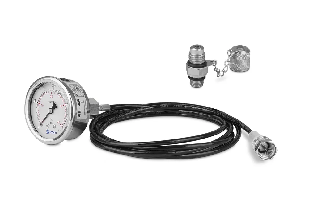 Zestaw pomiarowy serwisowy z przyłączką M16x2-1/4BSP manometrem tylnym 0-250bar i przewodem 1000mm Wyprzedaż