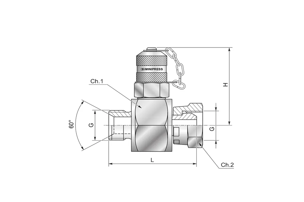 Złącze pomiar. trójnikowe obrotowe zew-wew M16x2 / 3/8" zat. metal. S11938G00C - Minipress Oryginalny