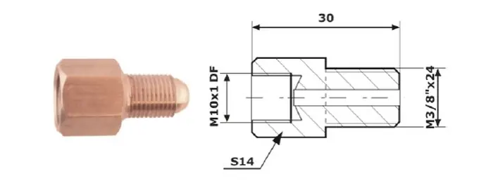 ŁĄCZNIK PRZEWODÓW HAMULCOWYCH 87-11 Wew. 10x1 DF + Zew. 3/8"x24 SF Premium