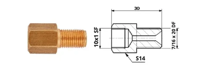 Rabat ŁĄCZNIK PRZEWODÓW HAMULCOWYCH 87-18 Wew. 10x1 SF + Zew. 7/16"x20 DF