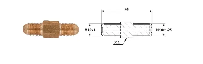 Oryginalny Łącznik przewodów hamulcowych 89-3 zewnętrzny M 10X1 SF + zewnętrzny M 10X1,25 SF
