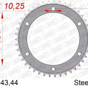AFAM Zębatka Napędzana Tylna MOTO 10628-43 (43 zęby) Stalowa Ocynkowana Srebrna Ostatnia szansa