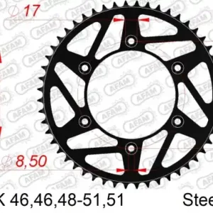 AFAM ZĘBATKA NAPĘDZANA TYŁ MOTO STALOWA CZARNA Szybka dostawa
