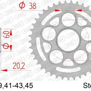 AFAM Zębatka napędzana tył Moto Stalowa Ocynkowana Srebrna 50800-42 Oryginalny